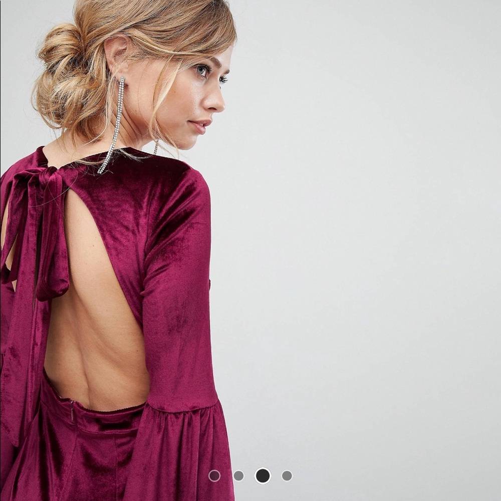ASOS Violet Velvet Midi Dress w/ Open Back